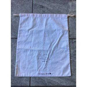 AGL Attilio Giusti Leombruni White Cotton Drawstring Shoe Handbag Dust Bag 13x17